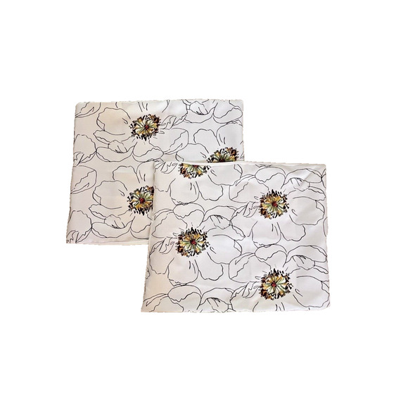 Martha Stewart Collection EURO SHAM Pillow Case 24” Set Of 2 Cream Floral Design - Picture 1 of 3